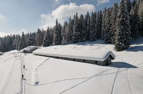 Malga di Dimaro innevata a Folgarida | © APT Valli di Sole, Peio e Rabbi